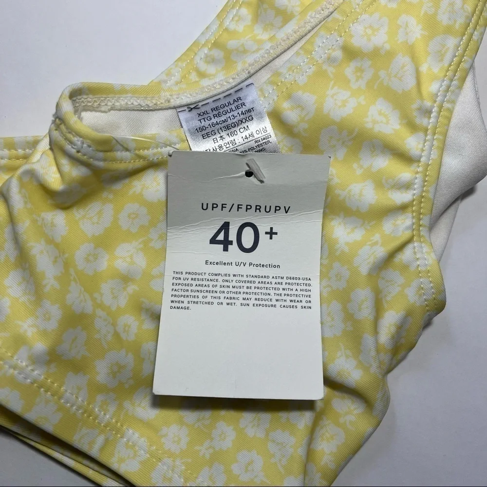 Gap Kids Yellow & White Floral Bathing Suit Top size XXL